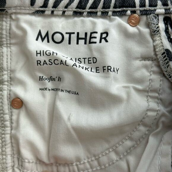 NWR Mother High Waisted Rascal Ankle Fray Hoofin' It Zebra Skinny Jeans Sz 23x27 - Picture 7 of 16